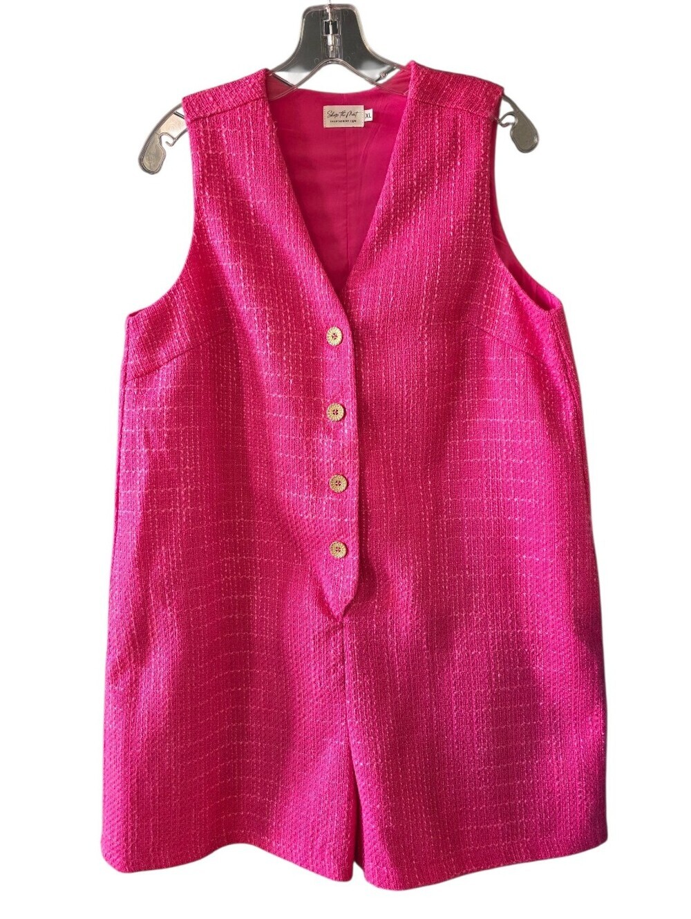 Shop The Mint Sleeveless Hot Pink Tweed Romper Size X-Large